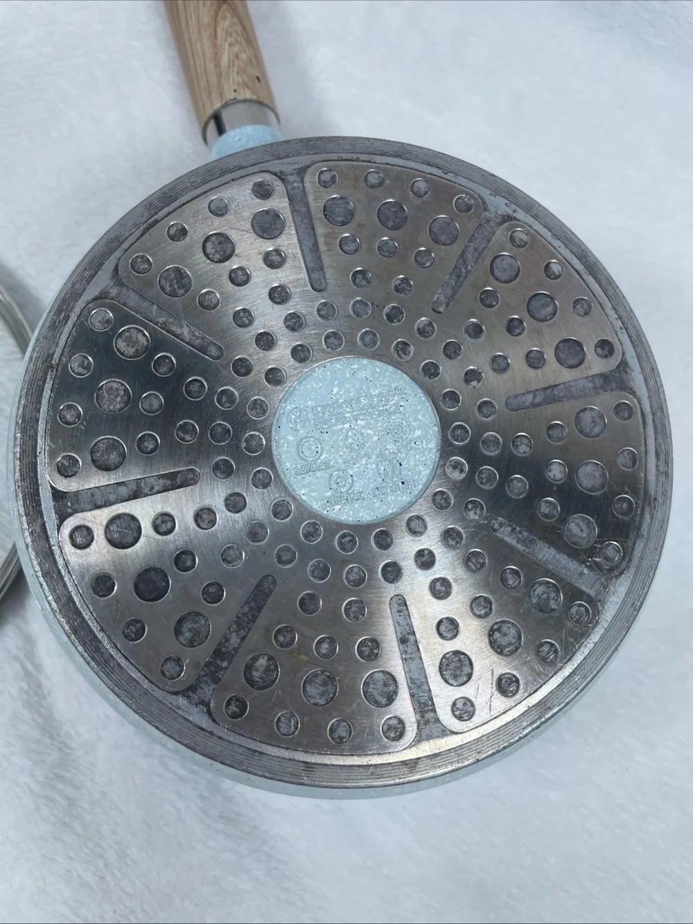 MasterClass Light Blue Speckled Ceramic 1.5 qt Nonstick Sauce Pan W/ Glass Lid